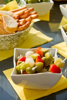 italian appetizer  with olives and pickles