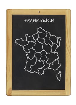 Map of France on chalkboard