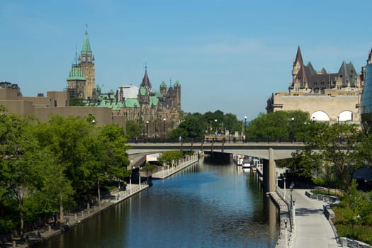 The Rideau Canal in Ottawa, Canada.  A UNESCO World Heritage Site.