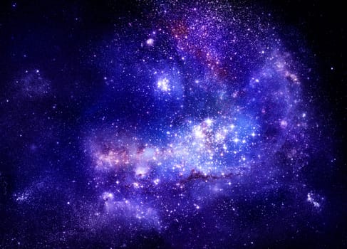 bright nebula gas cloud in deep outer space