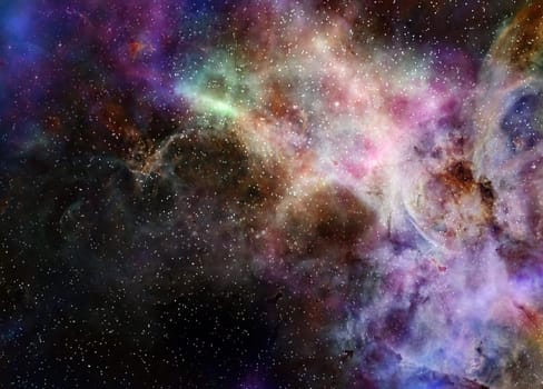 deep outer space gas cloud nebula galaxy and stars