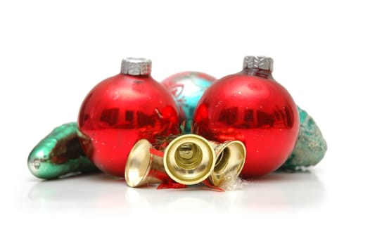 Various christmas decorations isolated on white