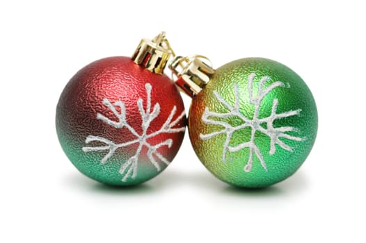 Two christmas balls isolated on the white