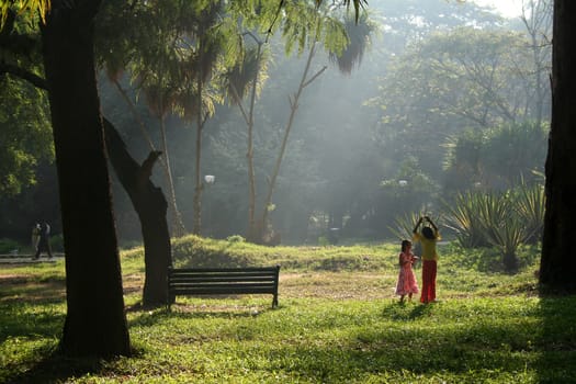Pratiksha and Akanksha at LabBagh Botanical Garden, Bangalore, Karnataka, India