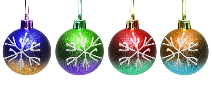 Colourful christmas balls isolated on the white