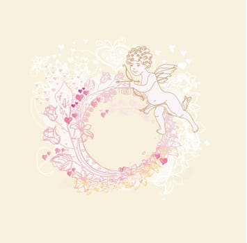 happy valentine's day card with cupid
