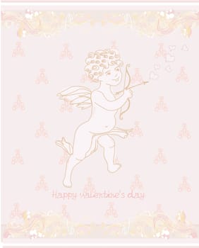 happy valentine's day card with cupid