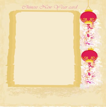 Chinese New Year card with asian lanterns