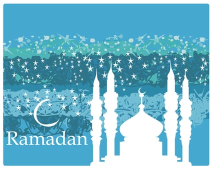 Ramadan background - mosque silhouette vector card