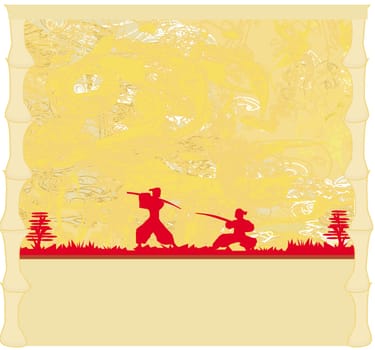 old paper with Samurai silhouette