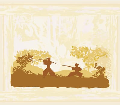 old paper with Samurai silhouette