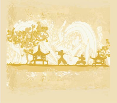 old paper with Samurai silhouette