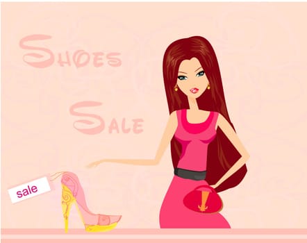 Fashion girl shopping in shoe shop