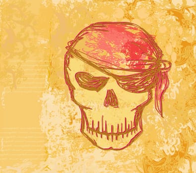 Skull Pirate - retro card