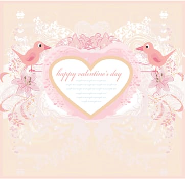 valentine's day greeting card with 2 sweet love birds