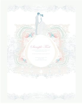 elegant wedding invitation with wedding couple
