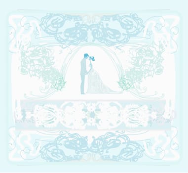 elegant wedding invitation with wedding couple