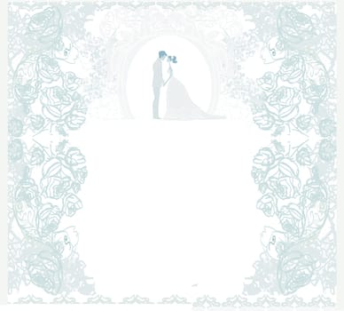 elegant wedding invitation with wedding couple
