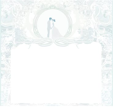 elegant wedding invitation with wedding couple