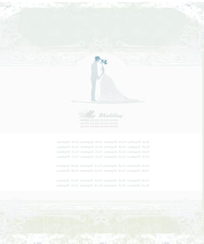 elegant wedding invitation with wedding couple