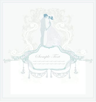 elegant wedding invitation with wedding couple