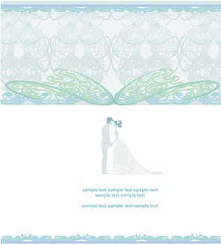 elegant wedding invitation with wedding couple