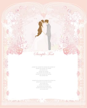 elegant wedding invitation with wedding couple