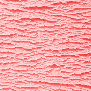 Macro background of the surface texture of a scoop of creamy strawberry icecream in square format