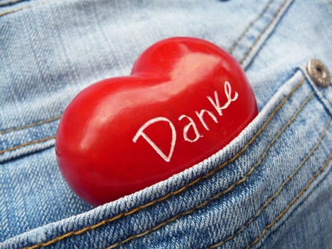 Thank you in jeans pocket