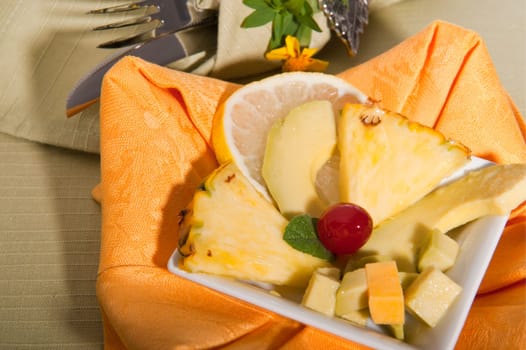 Avocado and pineapple with  brown sugar and lemon
