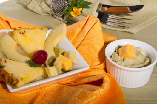 Sald of Avocado and pineapple with  avocado cream