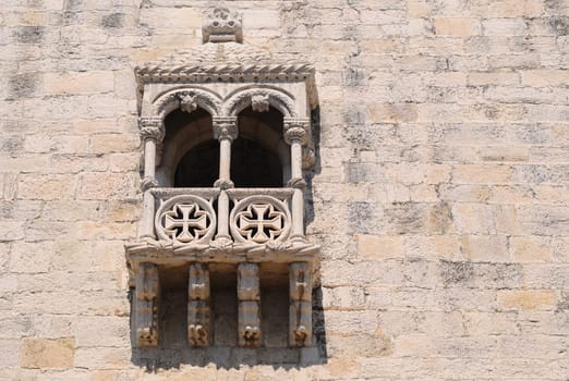 Detail of the Tower of Belém,Fortress Tower in Lisbon