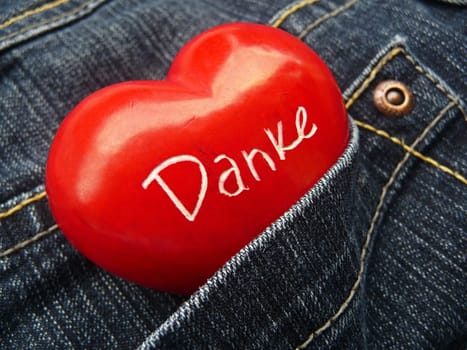 Thank you in jeans pocket