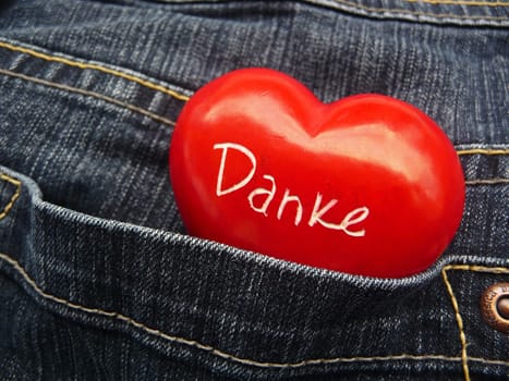 Thank you in jeans pocket