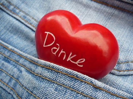 Thank you in jeans pocket