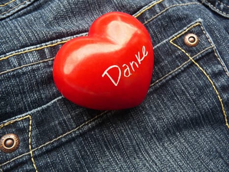 Thank you in jeans pocket