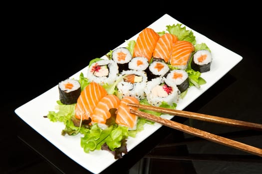 fresh sushi traditional japanese food