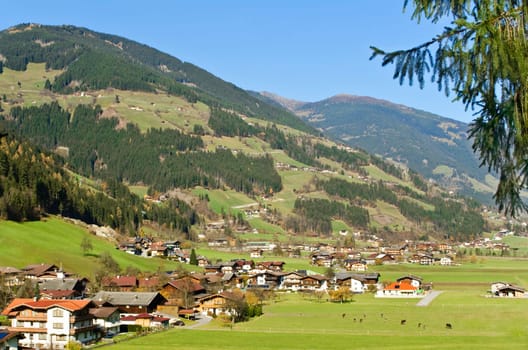 Village landscape in the Alps (Austria)