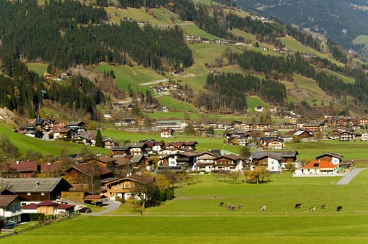 Village landscape in the Alps (Austria)