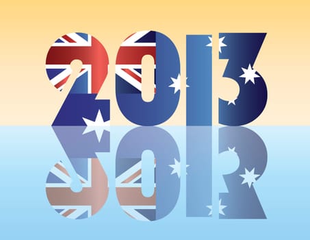 Happy New Year 2013 Silhouette with Australia Flag Illustration