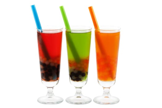 Bubble tea with clipping path,Asian cult drink against white background