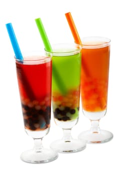 Bubble tea with clipping path,Asian cult drink against white background