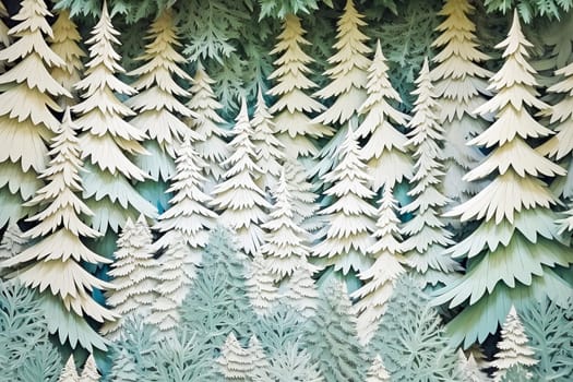 White New Year's forest cut out of paper. High quality illustration