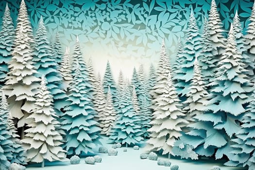 White New Year's forest cut out of paper. High quality illustration