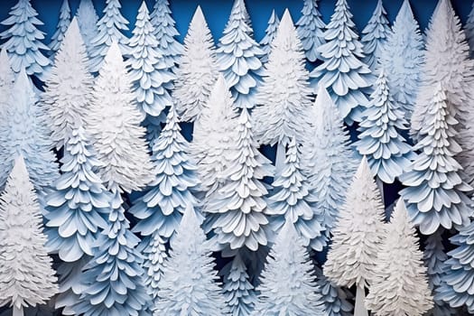 White New Year's forest cut out of paper. High quality illustration