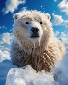 Portrait of a polar bear in the snow. High quality photo