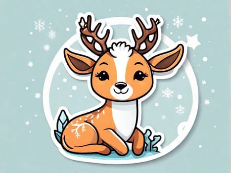 Cartoon cute Christmas reindeer , Happy deer at forest.