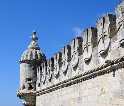 Detail of the Tower of Belem in Lisbon,Portugal