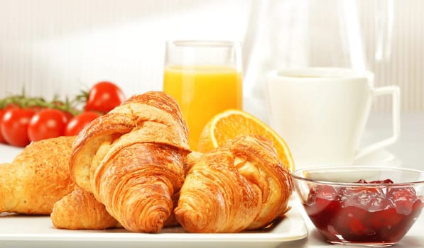 Composition with breakfast on the table