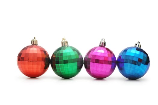 Four christmas balls isolated on the white